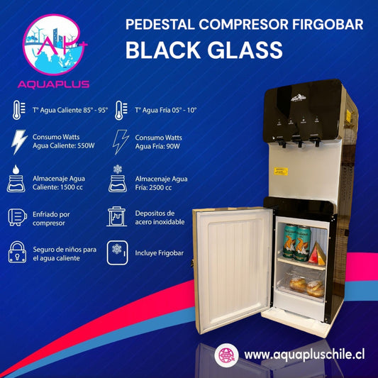 PEDESTAL COLD BLACK CON FRIGOBAR + 4 BIDONES (incluye envases retornable)